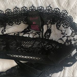 black lace criss cross string panties